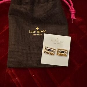 Kate Spade Jazz Things Up Cassette Studs: s12k gold plated metal with enamel